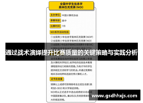 通过战术演绎提升比赛质量的关键策略与实践分析